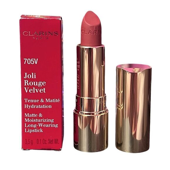 Clarins Joli Rogue Velvet Moisturizing Long Wearing Lipstick 705V Soft Berry NIB - Picture 1 of 5